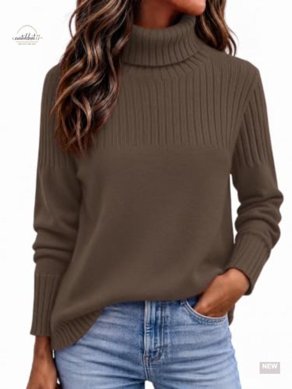 Turtleneck Sweater Ribbed Knit Pullover Long Sleeve Casual Winter Top